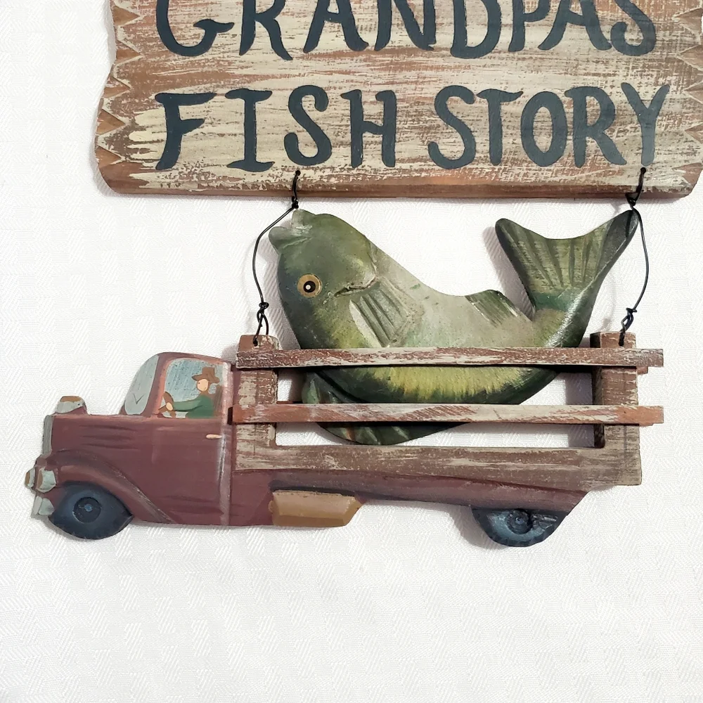 Handcrafted Wood Sign Grandpa's Fish Story. - Picture 6 of 12